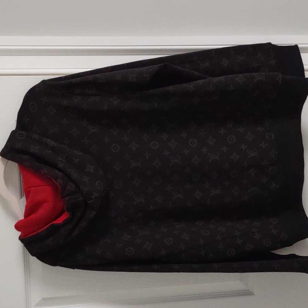 Louis Vuitton Black Monogram Hoodie with Red Drawstrings - Picture 5 of 5